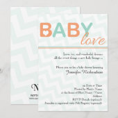 Invitation Orange et Turquoise Baby Love Baby shower Invitati (Devant / Derrière)