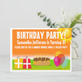 Invitation Orange et vert été en plein air Anniversaire (Debout devant)