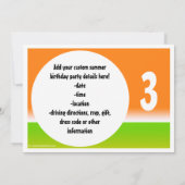 Invitation Orange et vert été en plein air Anniversaire (Dos)