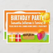 Invitation Orange et vert été en plein air Anniversaire (Devant / Derrière)