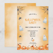 INVITATION ORANGE ET WHAT ET BLACK HALLOWEEN PARTY (Devant / Derrière)