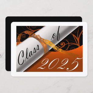 Invitation Orange et White Graduation Party