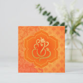 Invitation Orange Ethnic Damask Gold Ganesh Mariage indien (Debout devant)