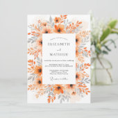 Invitation Orange Exquisite Watercolor Wedding (Debout devant)