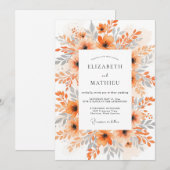 Invitation Orange Exquisite Watercolor Wedding (Devant / Derrière)