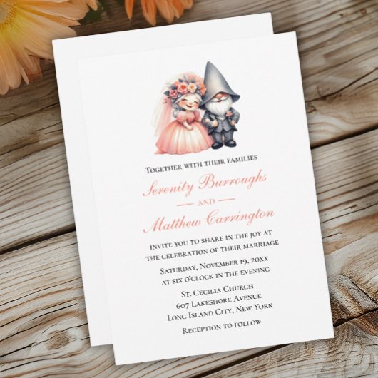 Invitation Orange Fairytale Gnome Mariage mou Woodland