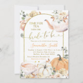 Invitation Orange Fall Boho Citrouille Floral Fête des mariée (Devant)