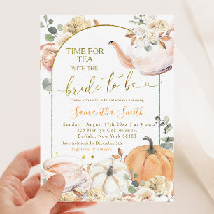 Invitation Orange Fall Boho Citrouille Floral Fête des mariée