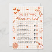 Invitation Orange Fall Cutie Pie Devinez Qui Maman ou Papa Je (Devant)