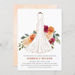 Invitation Orange Fall Floral Mariage Fête des mariées de rob