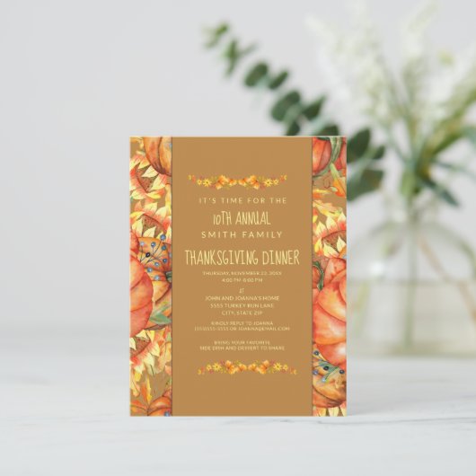 Invitation Orange Fall quitte le dîner de Thanksgiving Citrou (Debout devant)