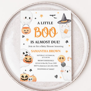 Invitation Orange Fantôme Halloween Little Boo Baby Shower