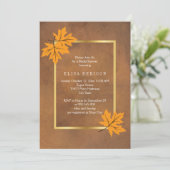 Invitation Orange feuille brun mariage douche nuptiale (Debout devant)