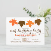 Invitation Orange & Feuilles d'automne Brown fête d'anniversa (Debout devant)