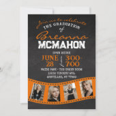 Invitation Orange Filmstrip Chalkboard Graduation (Devant)