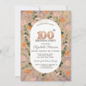 Invitation Orange Fleur sauvage lampes à cordes 100e annivers (Devant)