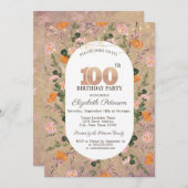 Invitation Orange Fleur sauvage lampes à cordes 100e annivers (Devant / Derrière)