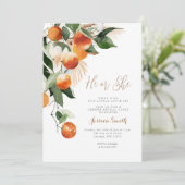 Invitation Orange fleurit Il ou Elle Verdure Genre Révéler (Debout devant)