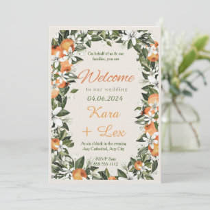 Invitation Orange & Fleurs Élégantes Florales