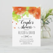 Invitation Orange fleurs éthérées mariage couples douche (Debout devant)