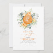 Invitation Orange Fleurs Wreath Boho Automne Anniversaire (Devant)