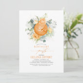 Invitation Orange Fleurs Wreath Boho Automne Anniversaire (Debout devant)