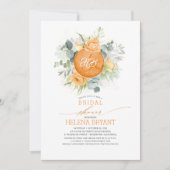 Invitation Orange Fleurs Wreath Monogram Fête des mariées Aut (Devant)