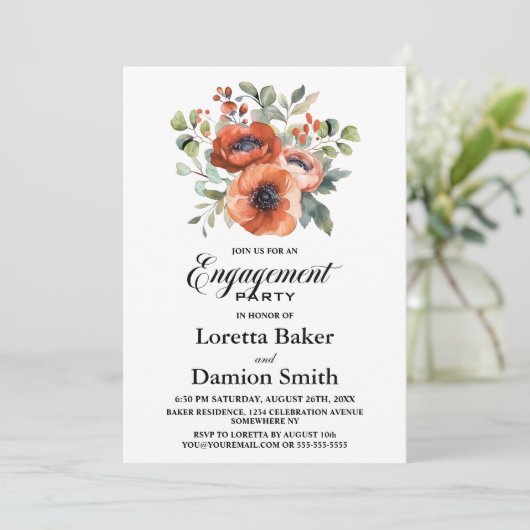 Invitation Orange Floral (Debout devant)