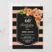 Invitation Orange Floral 60e fête d'anniversaire (Devant)
