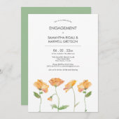 Invitation Orange Floral Aquarelle Poppies (Devant / Derrière)