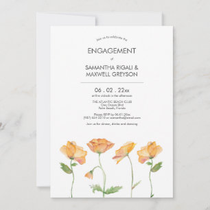 Invitation Orange Floral Aquarelle Poppies