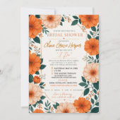 Invitation Orange Floral Bride To Be Party Invite (Devant)