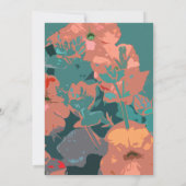 Invitation Orange Floral Green Feuilles Art Abstrait Mariage (Dos)