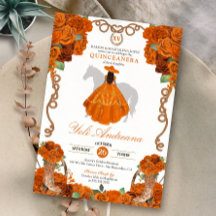 Orange Floral Ouest Charra Quinceanera