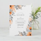 Invitation Orange Floral Painterly Wedding (Debout devant)