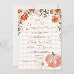 Invitation Orange Floral Petit Citrouille En vichy Baby showe