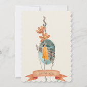 Invitation Orange Floral Photo Funéraire Sympathie Merci (Devant)