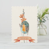 Invitation Orange Floral Photo Funéraire Sympathie Merci (Debout devant)