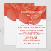 Invitation Orange Floral Rose Fleur Élégant Mariage rustique (Devant / Derrière)