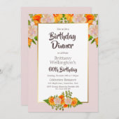 Invitation Orange Floral Rose Frame 60e anniversaire (Devant / Derrière)