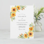 Invitation Orange Floral Spring Wedding (Debout devant)