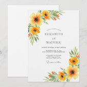 Invitation Orange Floral Spring Wedding (Devant / Derrière)