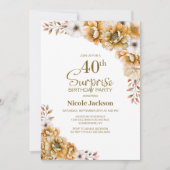 Invitation Orange Floral Surprise 40e anniversaire (Devant)