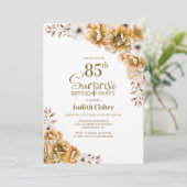 Invitation Orange Floral Surprise 85e anniversaire (Debout devant)