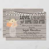 Invitation orange florale rustique de Fête de la (Devant / Derrière)