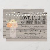 Invitation orange florale rustique de partie de (Devant / Derrière)