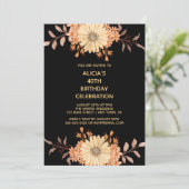 Invitation Orange Flower Gold Typographie Noir Anniversaire (Debout devant)