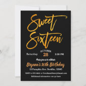 Invitation Orange Foil Sweet 16 Halloween Party Black White (Devant)