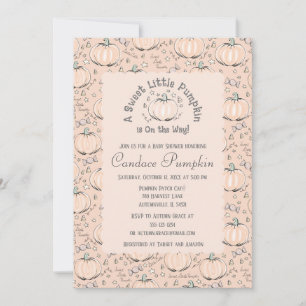 Invitation Orange Genre Neutre Petit Baby shower Citrouille