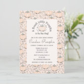 Invitation Orange Genre Neutre Petit Baby shower Citrouille (Debout devant)